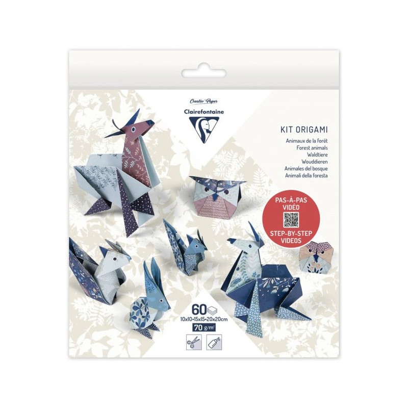 Pochette Origami 60 fls 3 formats 70gr - Animaux de la forêt