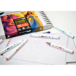 Kit coloriage mystère Monde Fantastique :12 marqueurs Graph'It GO + 8 cartes