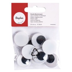 Yeux mobiles adhésifs ø25mm x10pcs