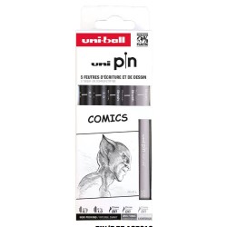 Pochette thématique Manga / Comics de 5 feutres Uni-Pin