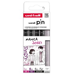 Pochette thématique Manga / Comics de 5 feutres Uni-Pin