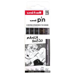Pochette thématique Manga / Comics de 5 feutres Uni-Pin
