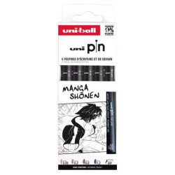 Pochette thématique Manga / Comics de 5 feutres Uni-Pin