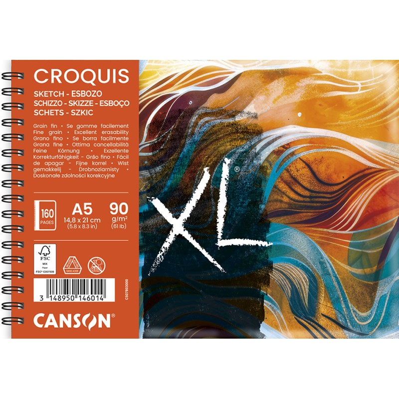 Carnet spiralé Croquis XL 90 g/m², 80 fls A5 (14.8x21 cm)