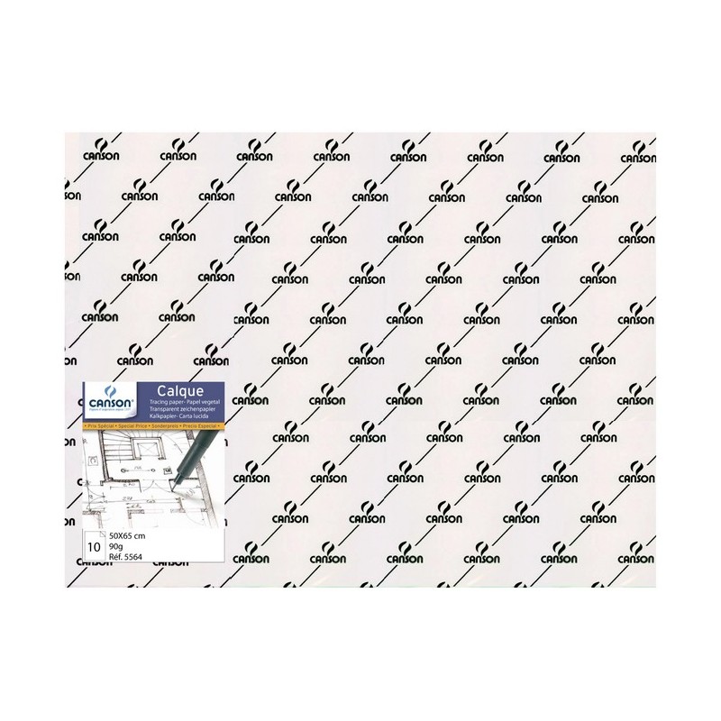 Papier calque 90/95 g/m² 50x65 cm en paquet de 10 feuilles 
