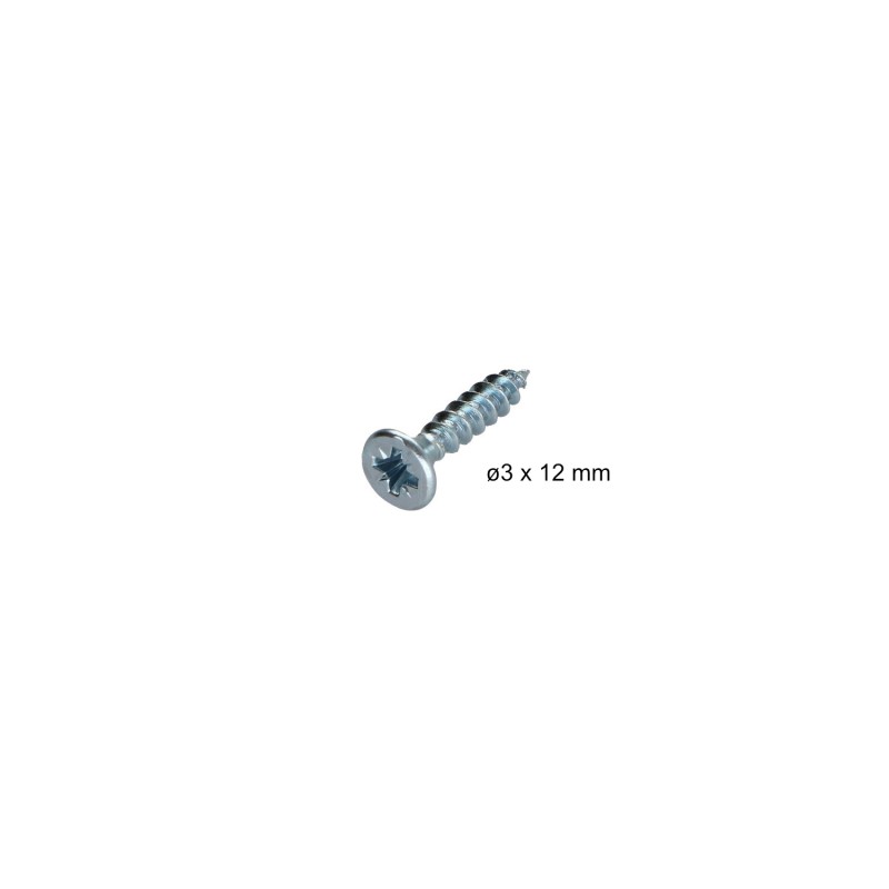 Vis bois ø 3x12 mm à tête fraisée + ailette de coupe, sachet de 50 pcs