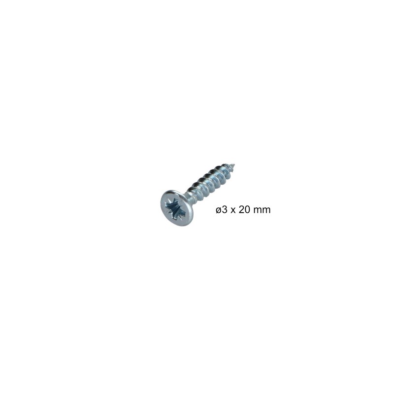 Vis bois ø 3x20 mm à tête fraisée + ailette de coupe, sachet de 50 pcs