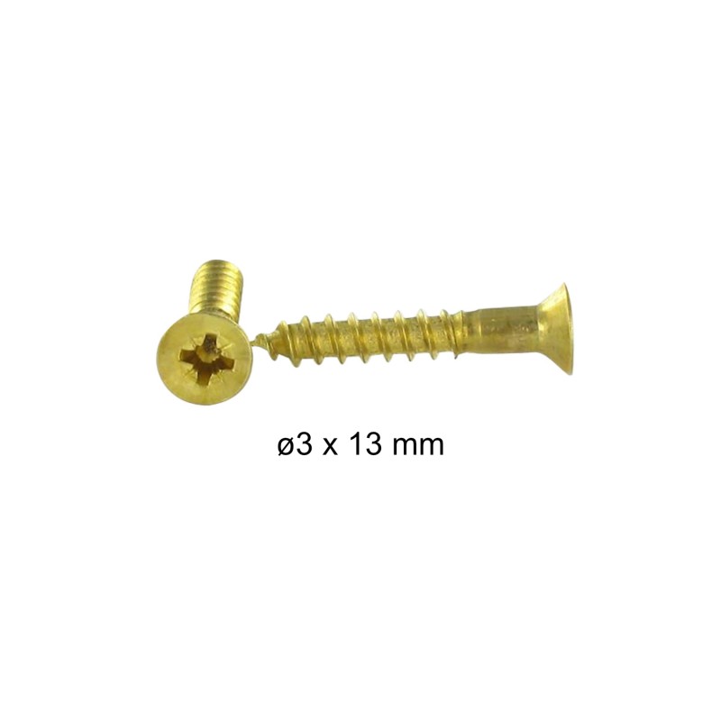 Vis bois laitonnée ø 3x13 mm à tête fraisée, sachet de 50 pcs