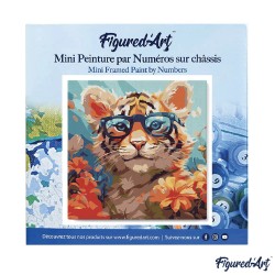 Peinture par numéros 20x20 cm sur châssis Bébé Tigre fantaisie et fleurs