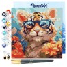 Peinture par numéros 20x20 cm sur châssis Bébé Tigre fantaisie et fleurs