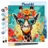 Peinture par numéros 20x20 cm sur châssis Girafe fantaisie et fleurs