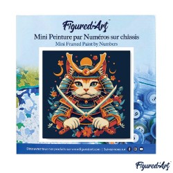 Peinture par numéros 20x20 cm sur châssis Chat Samouraï