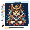 Peinture par numéros 20x20 cm sur châssis Chat Samouraï