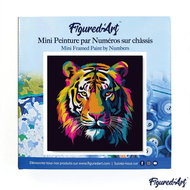 Peinture par numéros 20x20 cm sur châssis Tigre Abstrait Pop Art