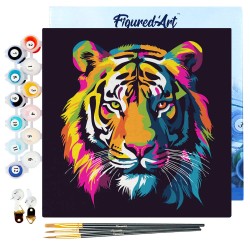 Peinture par numéros 20x20 cm sur châssis Tigre Abstrait Pop Art