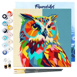 Peinture par numéros Hibou Abstrait Pop Art sur châssis 20x20 cm