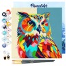 Peinture par numéros Hibou Abstrait Pop Art sur châssis 20x20 cm