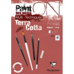 Bloc multi-technique Paint On Terracotta 250 g/m², 20 fls collées