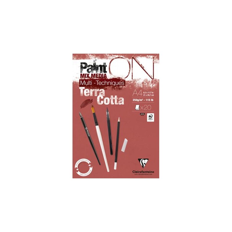Bloc multi-technique Paint On Terracotta 250 g/m², 20 fls collées