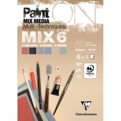 Bloc multi-technique Paint On Mix 6, assortiment 6 couleurs x 4 fls