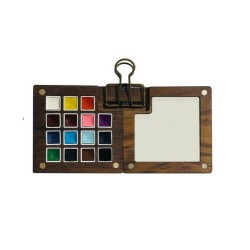 Mini-palette en bois de 15 couleurs d'aquarelle Gansaï