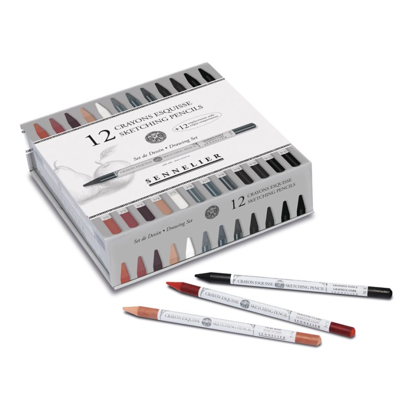 Boite carton de 12 crayons esquisse Sennelier