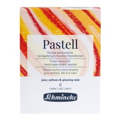 Set 6 demi-pastels Schmincke - Jaunes vibrants et rouges éclatants