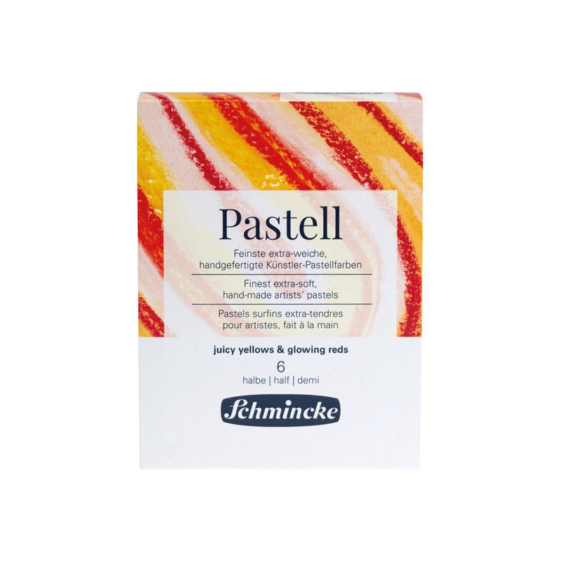 Set 6 demi-pastels Schmincke - Jaunes vibrants et rouges éclatants