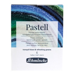 Set 6 demi-pastels Schmincke - Bleus calmes et vert frais