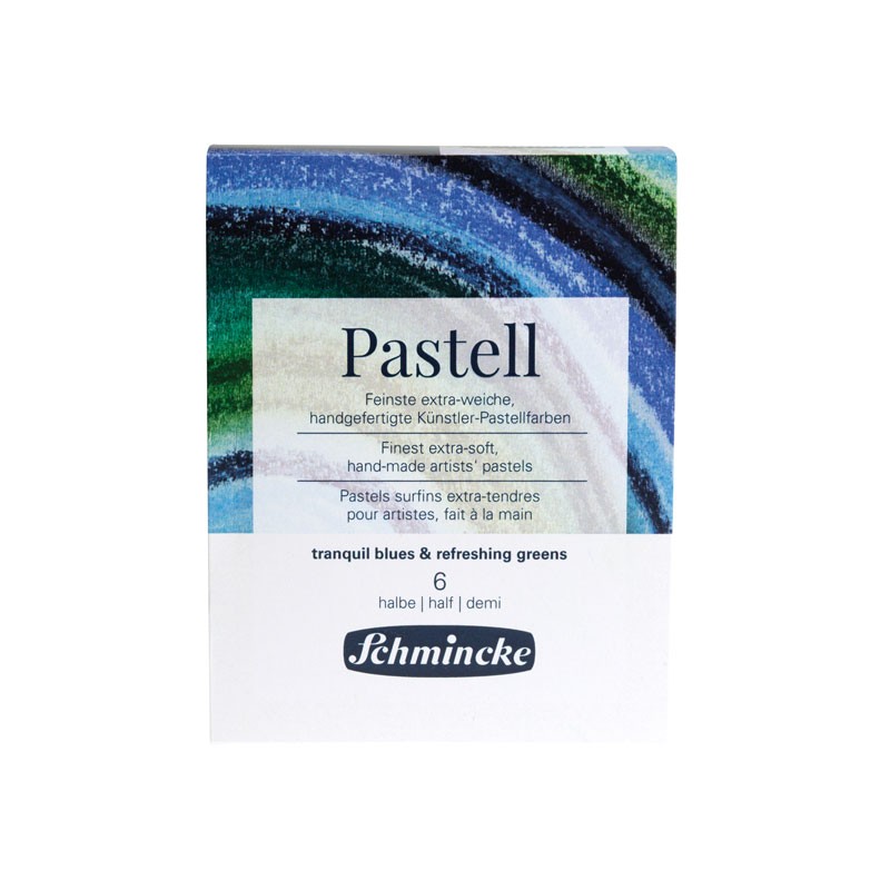 Set 6 demi-pastels Schmincke - Bleus calmes et vert frais