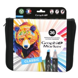 Trousse 36 Marqueurs à Alcool Graph'it Basics Colors