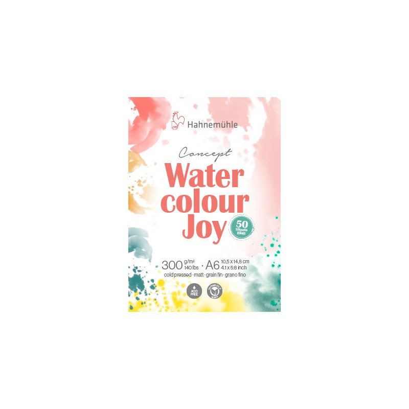 Bloc aquarelle Watercolour Joy 300 g/m², feuilles collées 1 côté