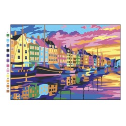 Kit coloriage mystère Ville au soleil couchant Graph'It Go