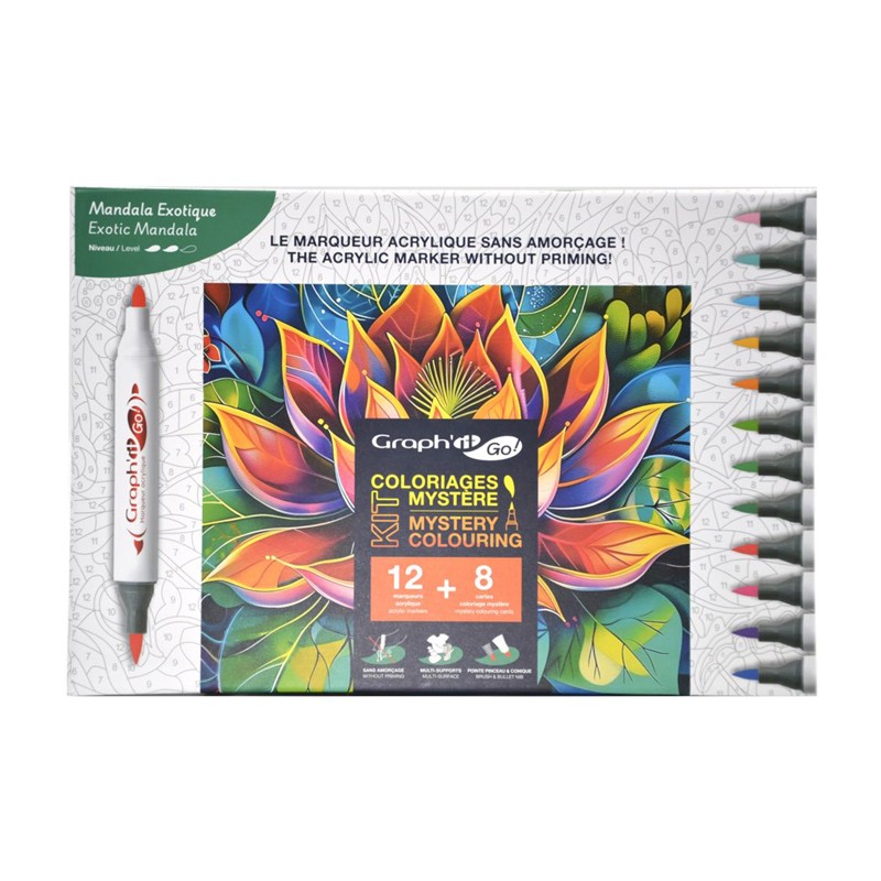 Kit coloriage mystère Mandala Exotique Graph'It GO