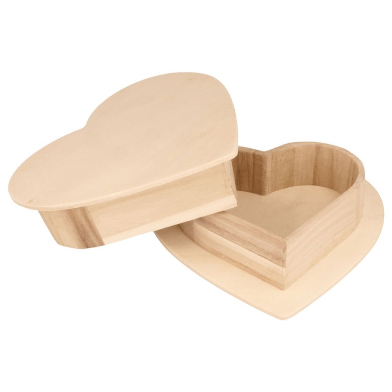Boîte coeur en bois 19x19x5 cm