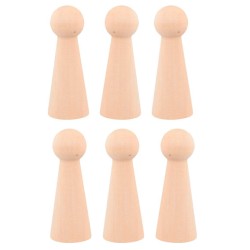 Pions en bois h.7cm x6pcs