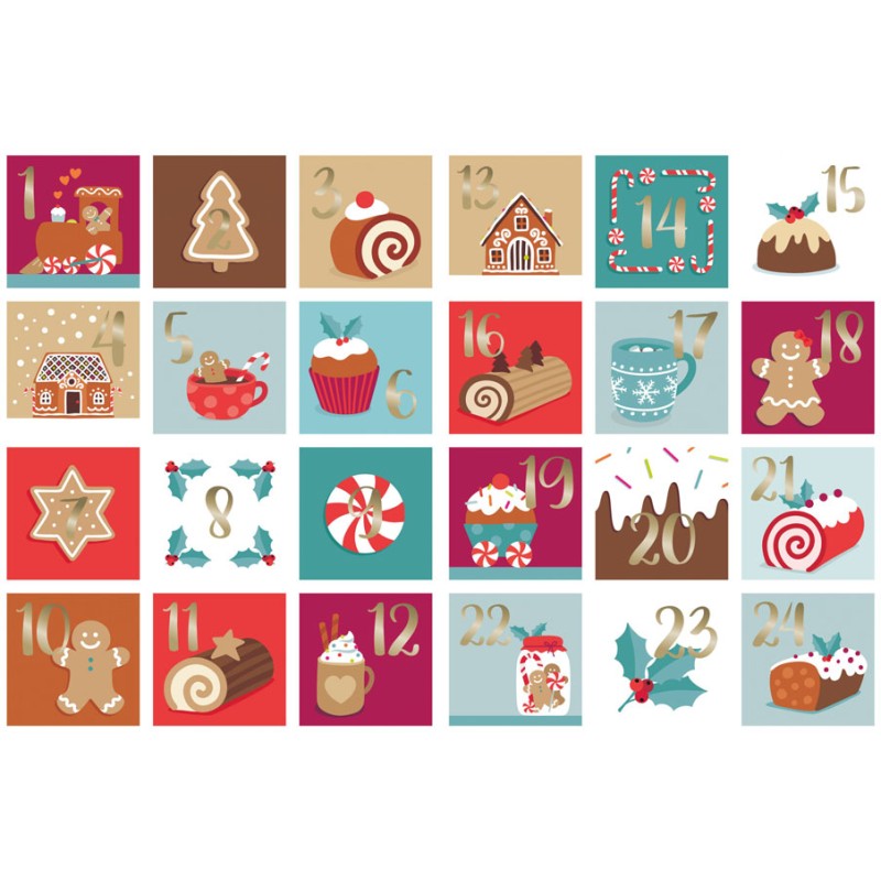 Stickers carrés 1 à 24 - Nöel à croquer