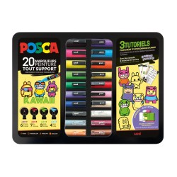Mallette Posca Kawaii, 20 marqueurs assortis
