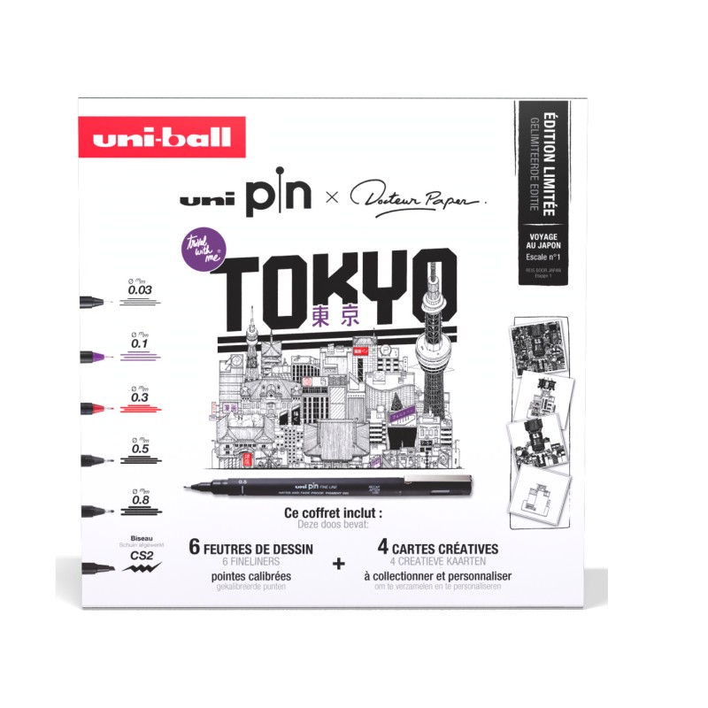 Coffret cartes créatives Tokyo Uni Pin
