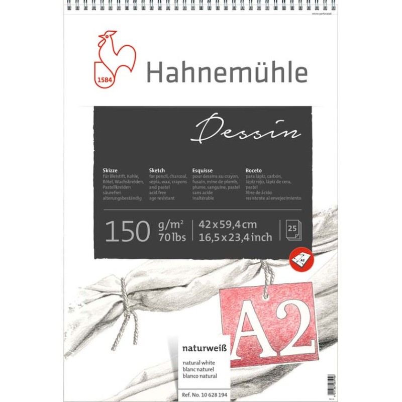 Blocs papier esquisse Dessin 150g/m²,  25 fls spiralées