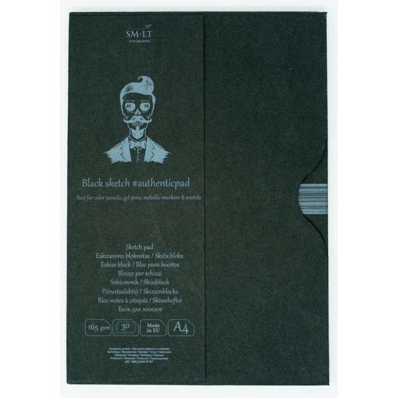 Bloc dessin noir avec étui SM.LT - 165g/m²