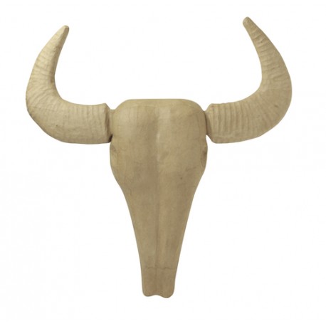 Trophée tête de buffle en papier mâché