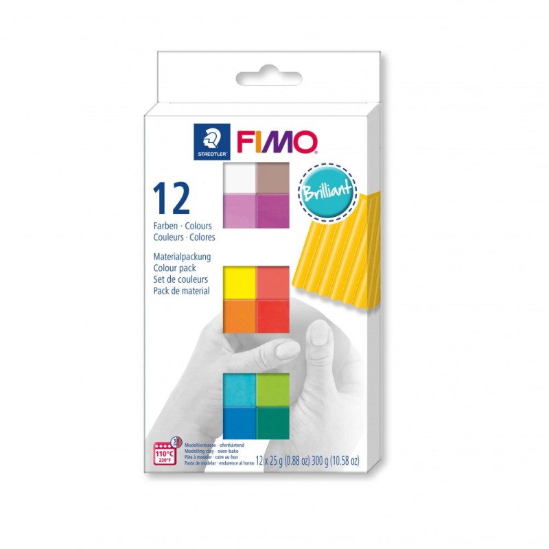 Coffret 12 demi-pains pâte Fimo Soft 25g - Effet brillant