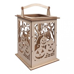 Lanterne en bois avec poignée - Citrouille